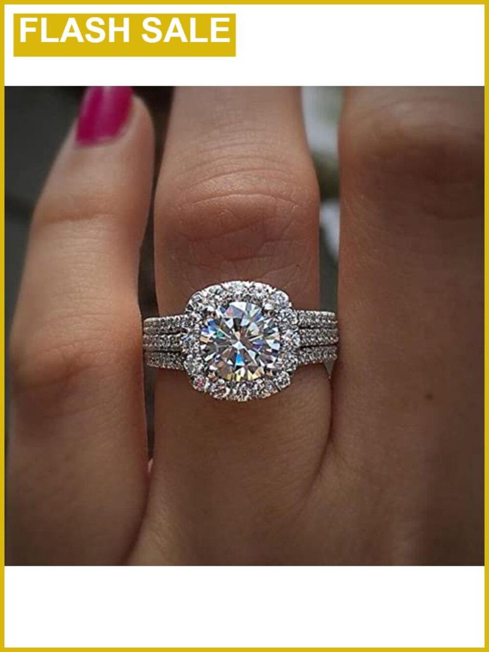 Sterling Silver Full Diamond CZ Round Ring Eternity Wedding Band